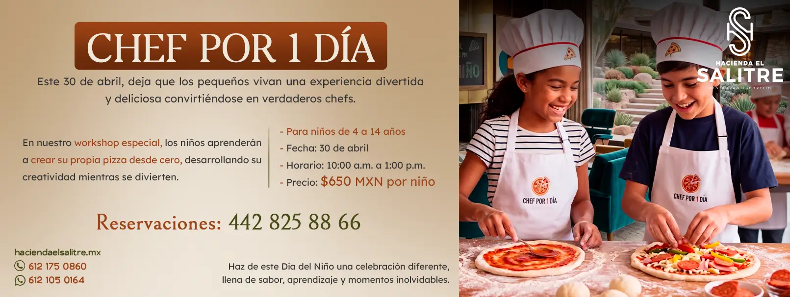 Chef por 1 día, 30 de abril, Hotel Hacienda El Salitre