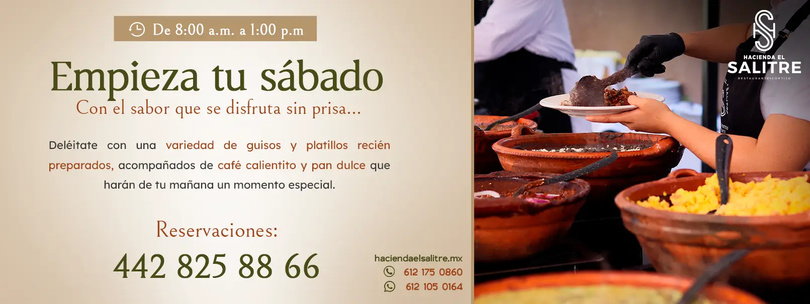 Brunch Restaurante. Hotel Hacienda El Salitre