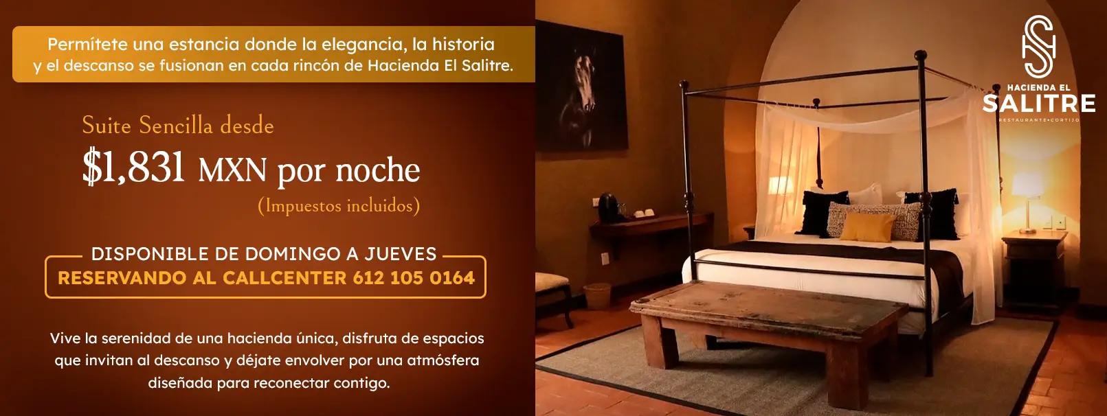 Oferta Suite Sencilla, Hotel Hacienda El Salitre