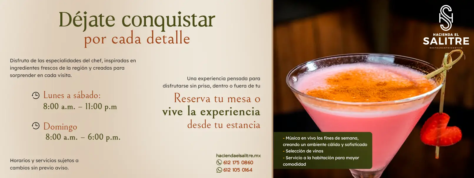 Restaurante Bar. Hotel Hacienda El Salitre