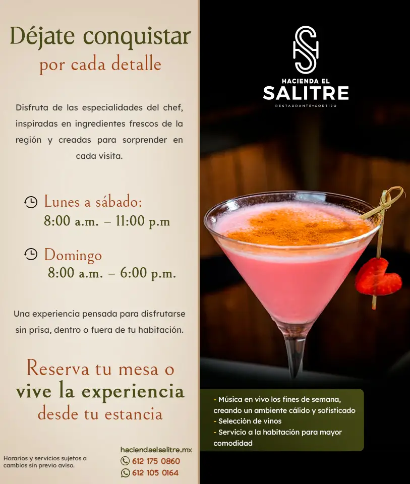 Restaurante Bar. Hotel Hacienda El Salitre